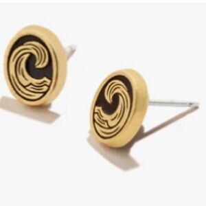 Alex and Ani Gold and Black Wave Stud Earrings